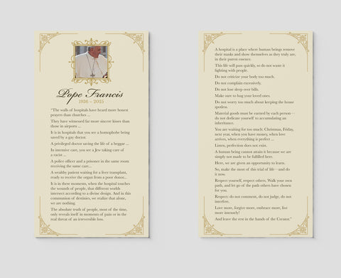 Pope Francis Prayer Card (qty: 250)